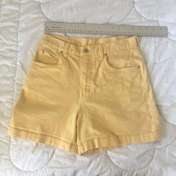 high waisted yellow denim shorts
